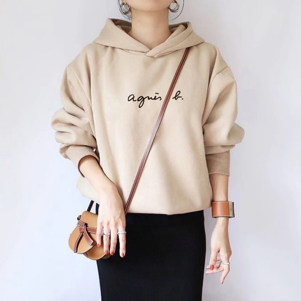 

FAKUNTN Autumn Fashion Women Hooded Hoodie Long Sleeve Casual Loose Coat Young Japan Korea Top Office Lady Streetwear Outwear
