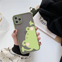 cute funny big eyes frog crown phone case for iphone 6s 7 8 plus se 2020 12 11 13 pro max x xr xs max hard half wrapped cover