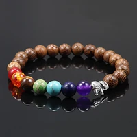 7 chakra paryer bracelet natural wood stone bracelets men women ethinc meditation bangles yoga elephant buddha healing jewelry
