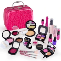 21pcs pretend play simulation cosmetic makeup handbag toys for girls children educational toys birthday gift rosy pink pu bag