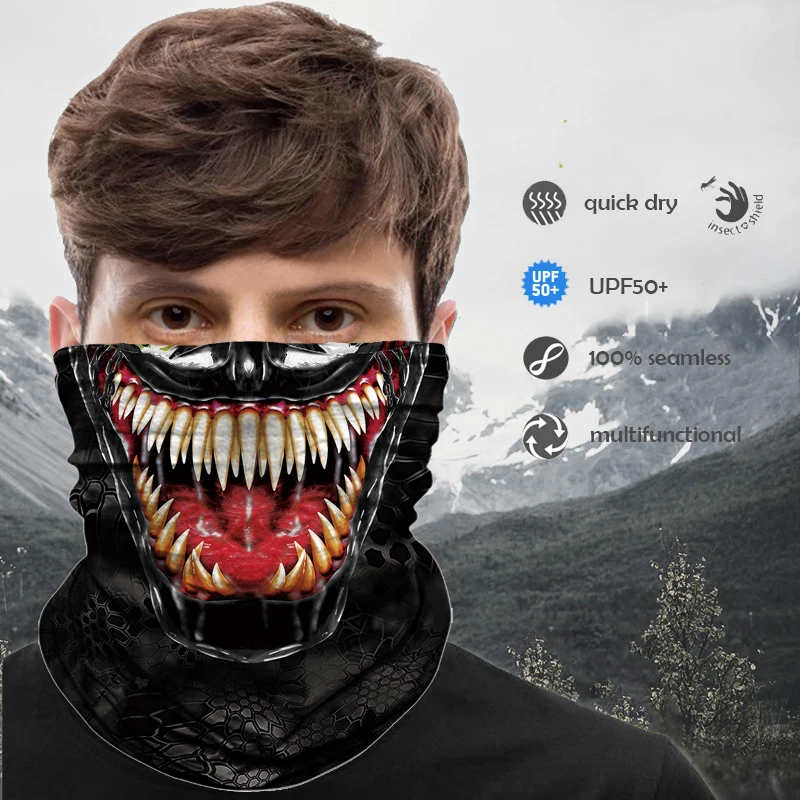 

3D Punisher Balaclava Bandana Scarf Hunting Men Army Military Venom Cycling Facemask Camping Neck Warmer Headband Buff Ski Mask