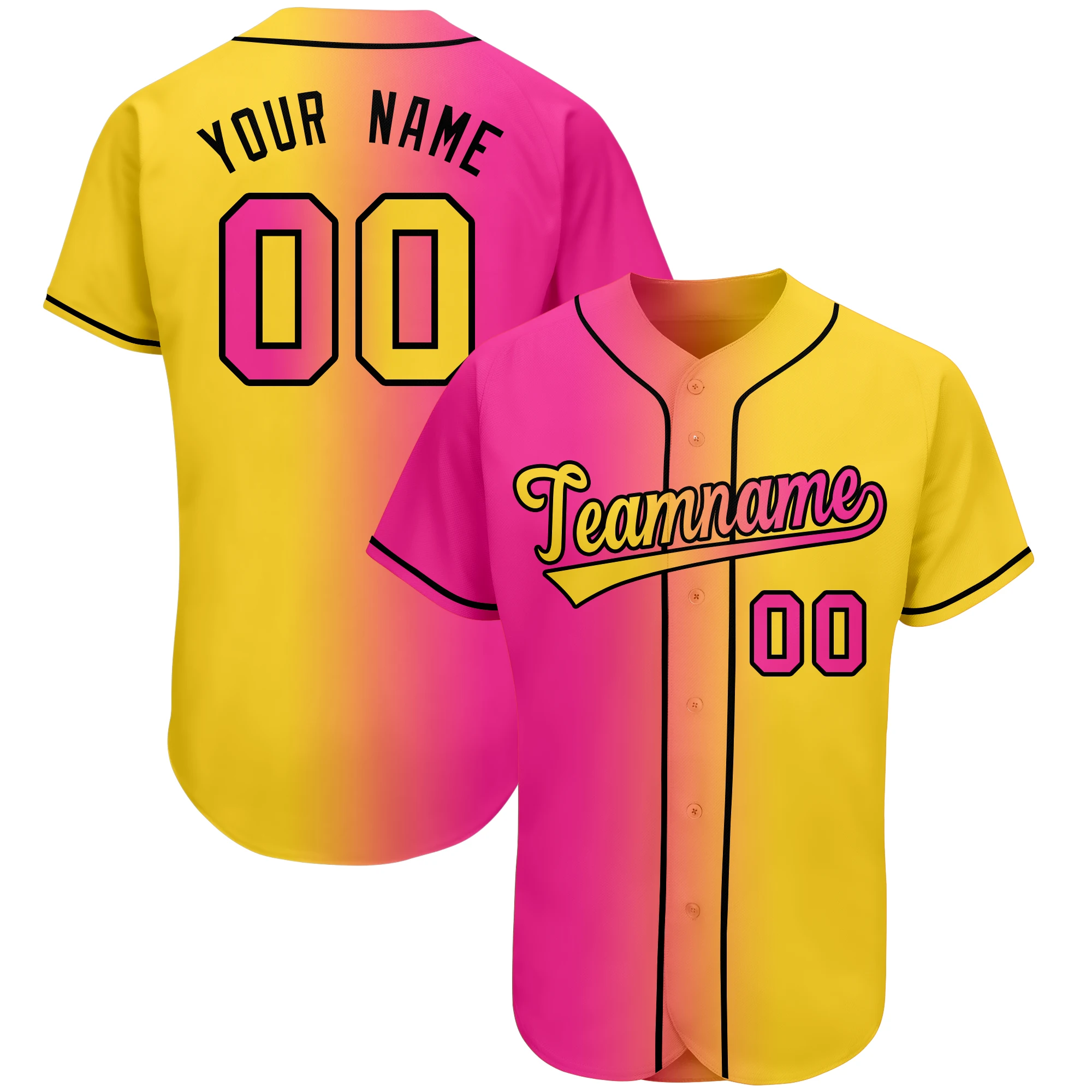 Custom Men/Kid Fashion Gradient Baseball Jersey Printing Name Number For Team Player Outdoor Game Training Sports Shirts