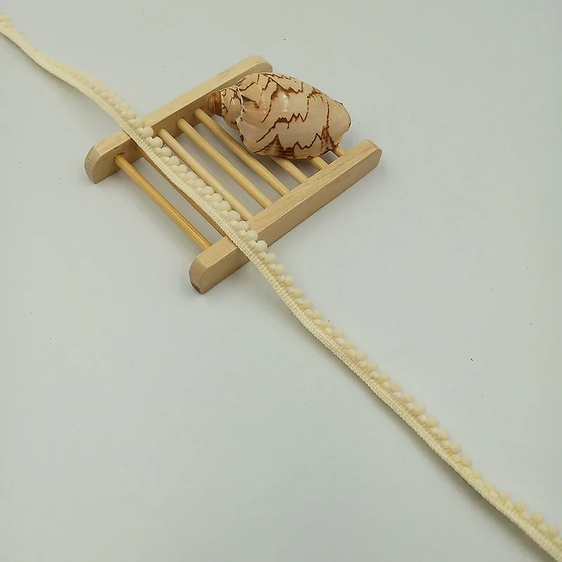 Light Yellow 5 ярдов/партия, помпон, отделка, шар, 11 мм, мини, жемчуг, помпон, лента с бахромой, шитье, кружево, вязаная ткань, ручная работа, аксессуары для рукоделия - Цвет: Light Yellow