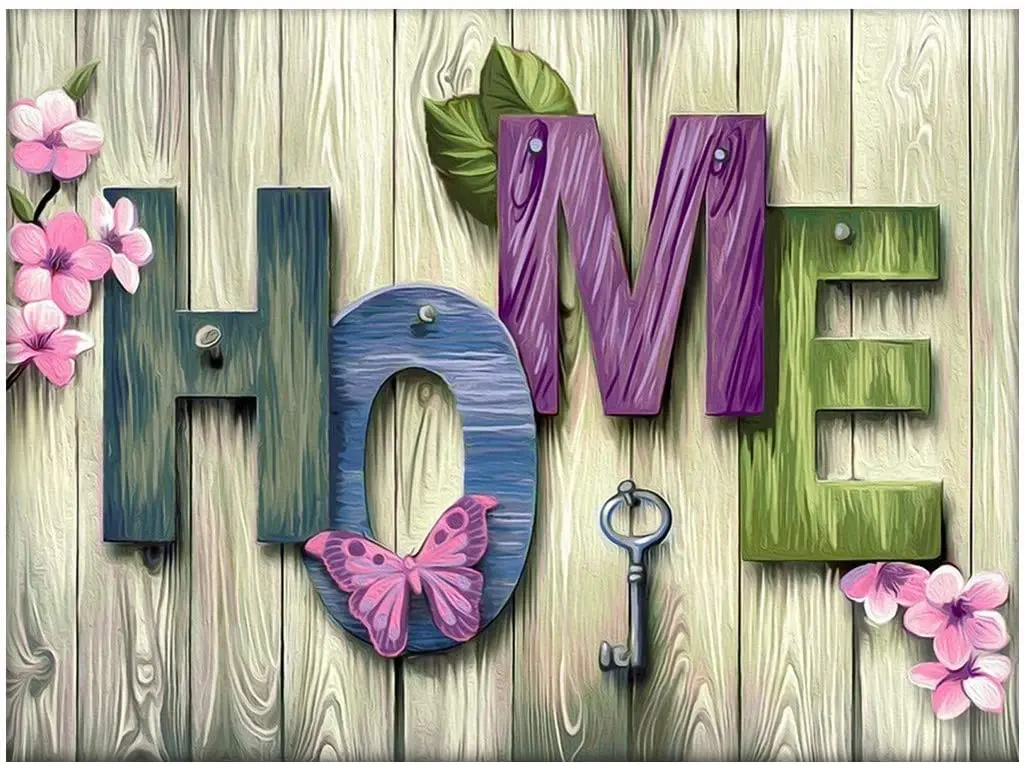 

JMINE Div 5D Home Sweet Home Flower Wood Full Diamond Painting cross stitch kits art artist 3D paint by diamonds