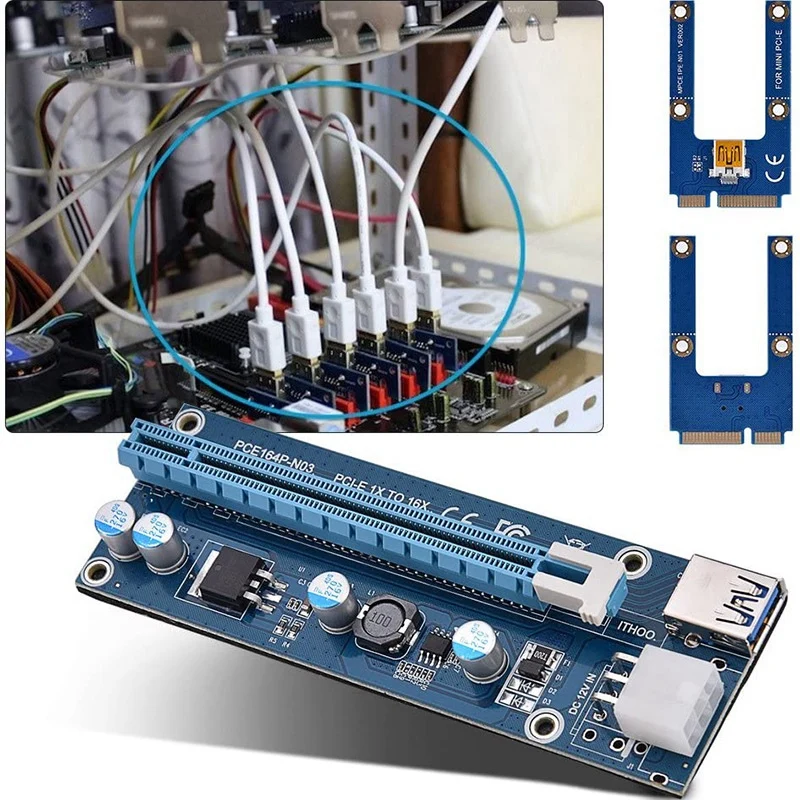 Переходник PCI E 1X к 16X с кабелем питания MOLEX на SATA адаптер переходника шнура GPU