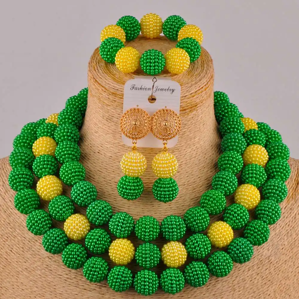 Королевский синий желтый костюм ожерелье африканские бусы ювелирный набор