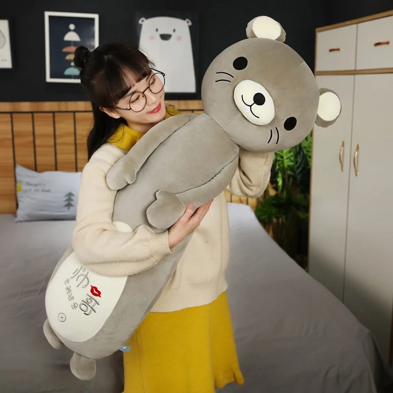 

55cm-110cm Cute Long Animals Cats Foxes Mouse Plush Toys Soft Stuffed Cartoon Doll House Decor Kids Girlfriend Birthday Gift