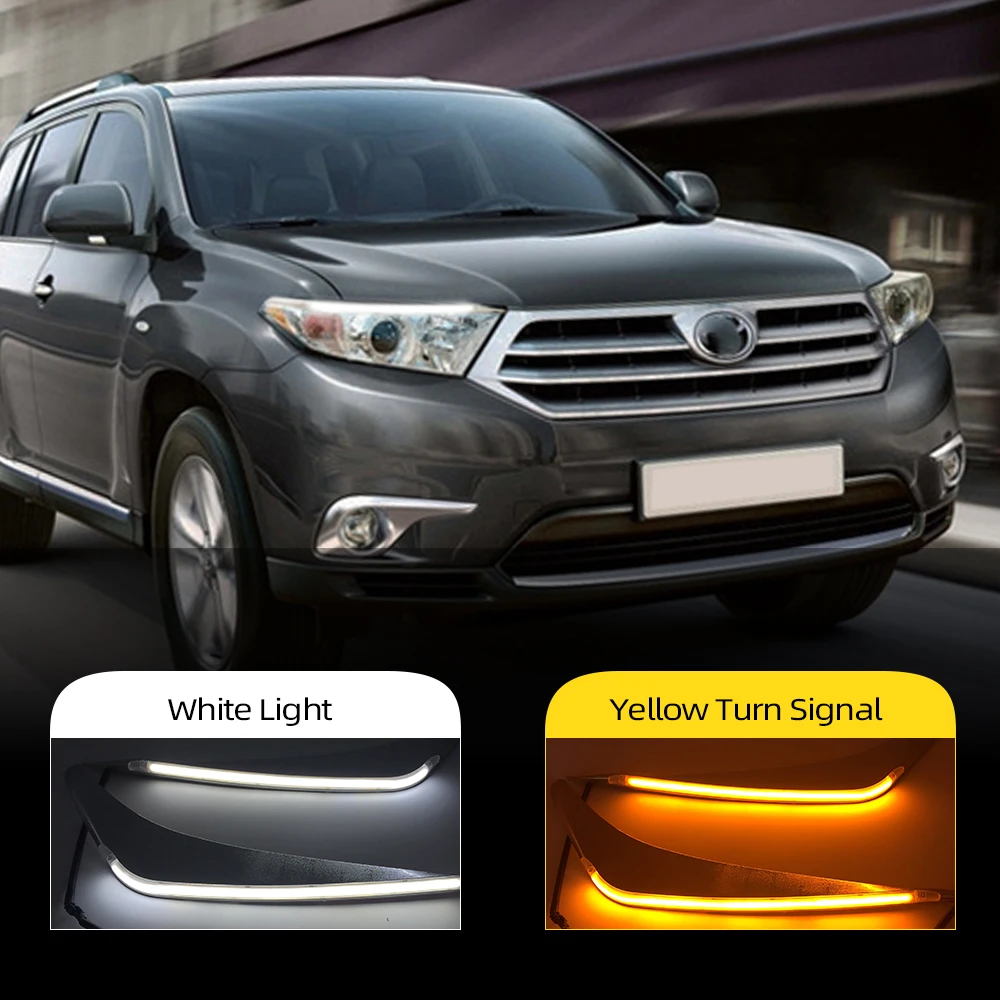 2 шт. для Toyota Highlander 2012 2013 2014 Светодиодный дневной светильник желтый указатель
