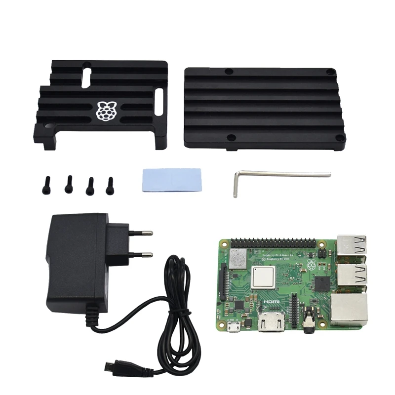 Raspberry Pi 3 Model B +(Plus) + ЧПУ Алюминий чехол 5V 2.5A Мощность адаптер с поддержкой Wi-Fi и
