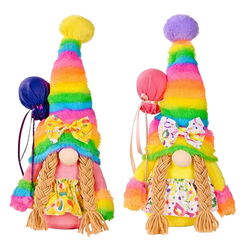 

Rainbow Gnome Faceless Doll Set - Happy Birthday - Decorative Doll - Swedish Tomte - Scandinavian - Elf - Home Decor