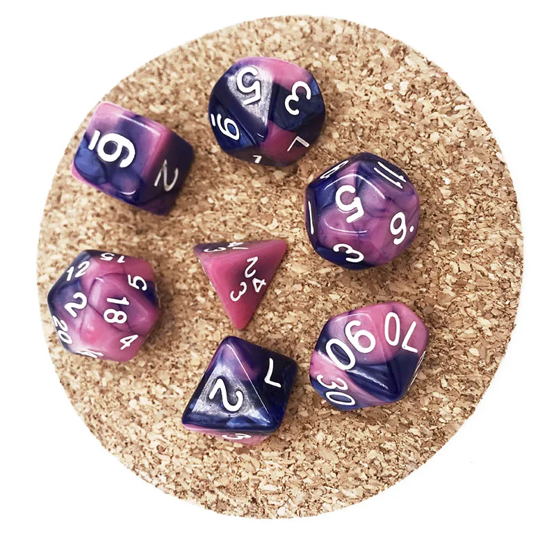 7 шт./компл. многогранные DnD смешанные Цвет кости для ролевой игры «Подземелья и Драконы настольные игры D4, D6, D8, D10, D%, D12, D20