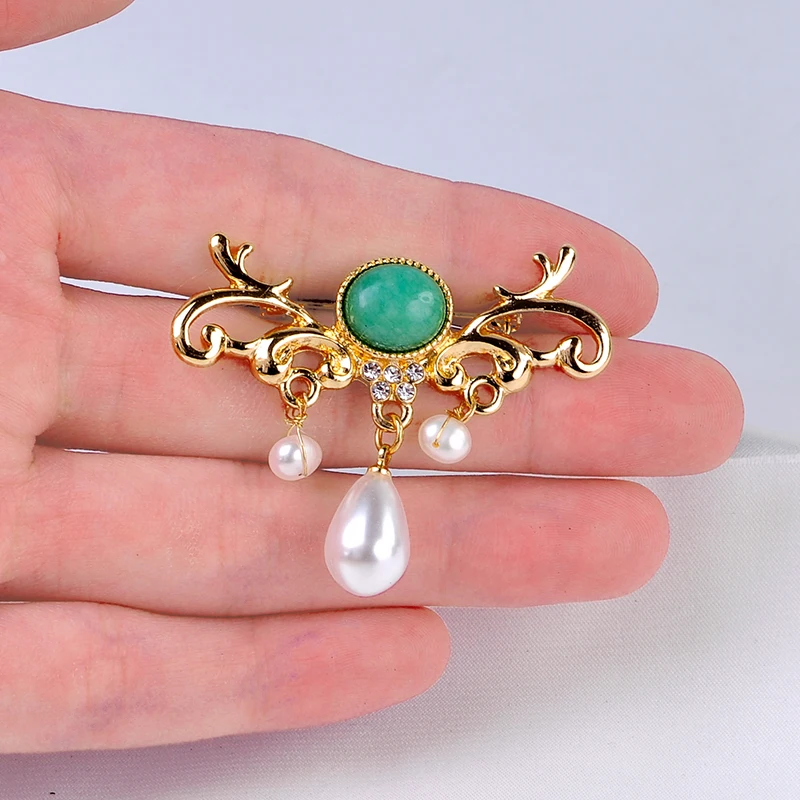 Золотой цвет европейский стиль Броши Имитация Жемчуга Подвески нагрудник