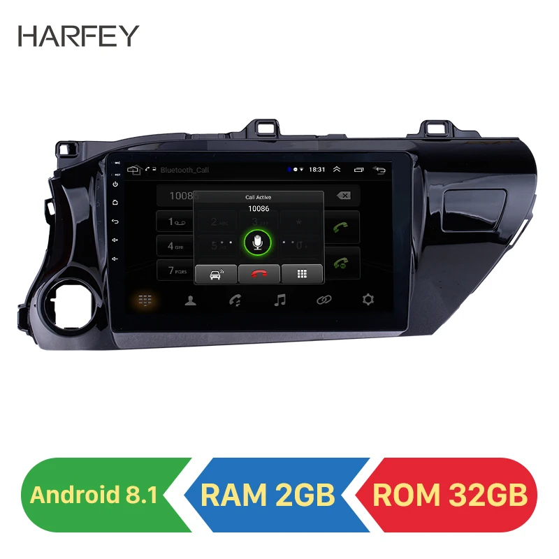 Автомобильный радиоприемник Harfey 2 + 32G 10 1 &quot Android 8 для TOYOTA HILUX 2016 2017 2018 Левый ручной