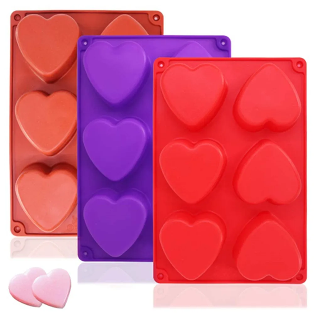 

6-cavity Heart Shape Silicone Mould For Making Handmade Soap Chocolate Candles Cake Dessert Pastry Tools For Diy Holidays Gifts