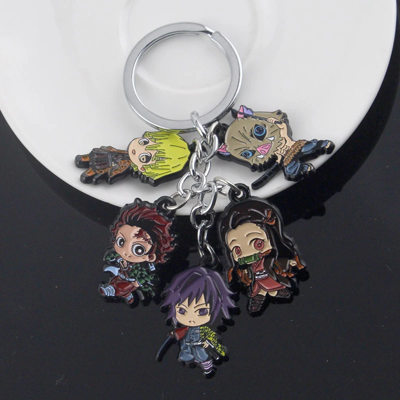 

Demon Slayer Cosplay Metal Keychain Alloy Anime Adult COS Accessories Props Christmas Halloween Gift Unisex