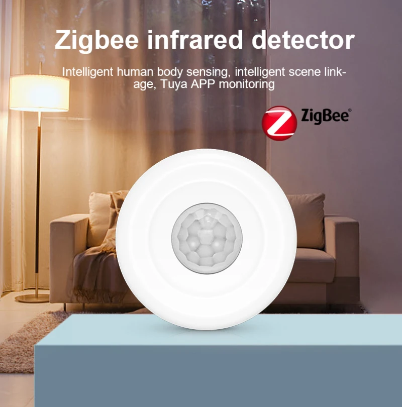 

Потолочный смарт-датчик движения Tuya Zigbee, инфракрасный детектор движения, защита от кражи, работает с Smart Life