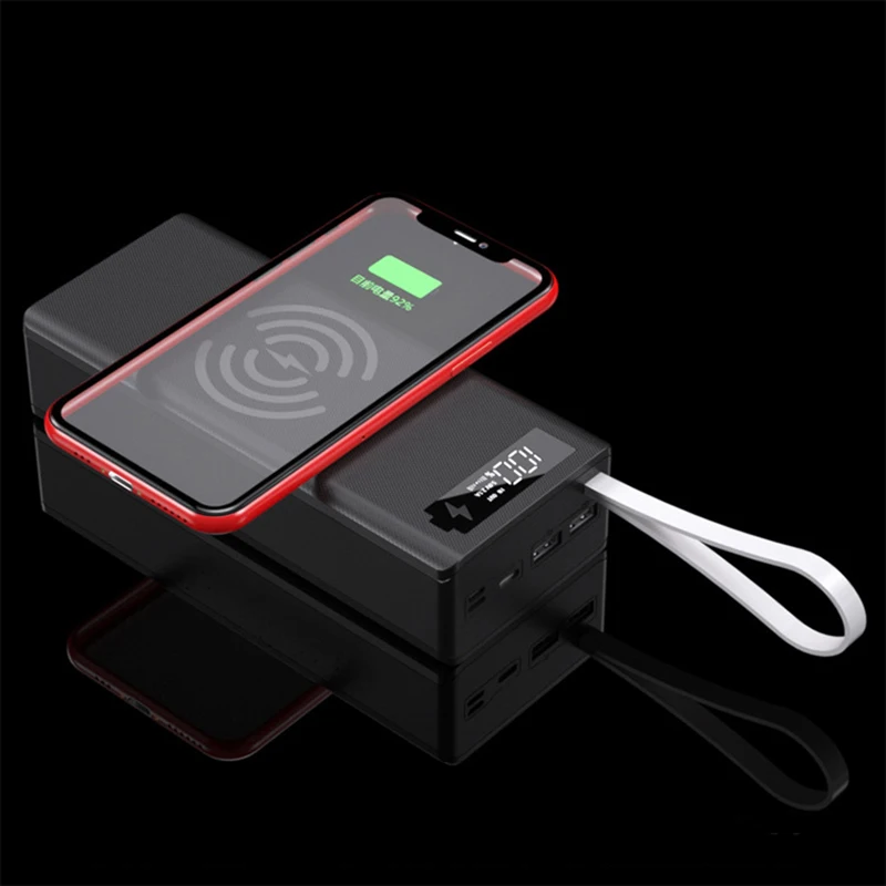 1618650 battery power bank case charger box holder dual usb lcd display support quick wireless charger battery shell storage free global shipping