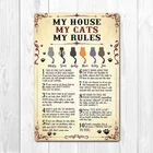 Мой дом, мои кошки, мои правила Винтаж Оловянная металлическая табличка клуб бар кафе-гараж Настенный декор ферма декор искусство