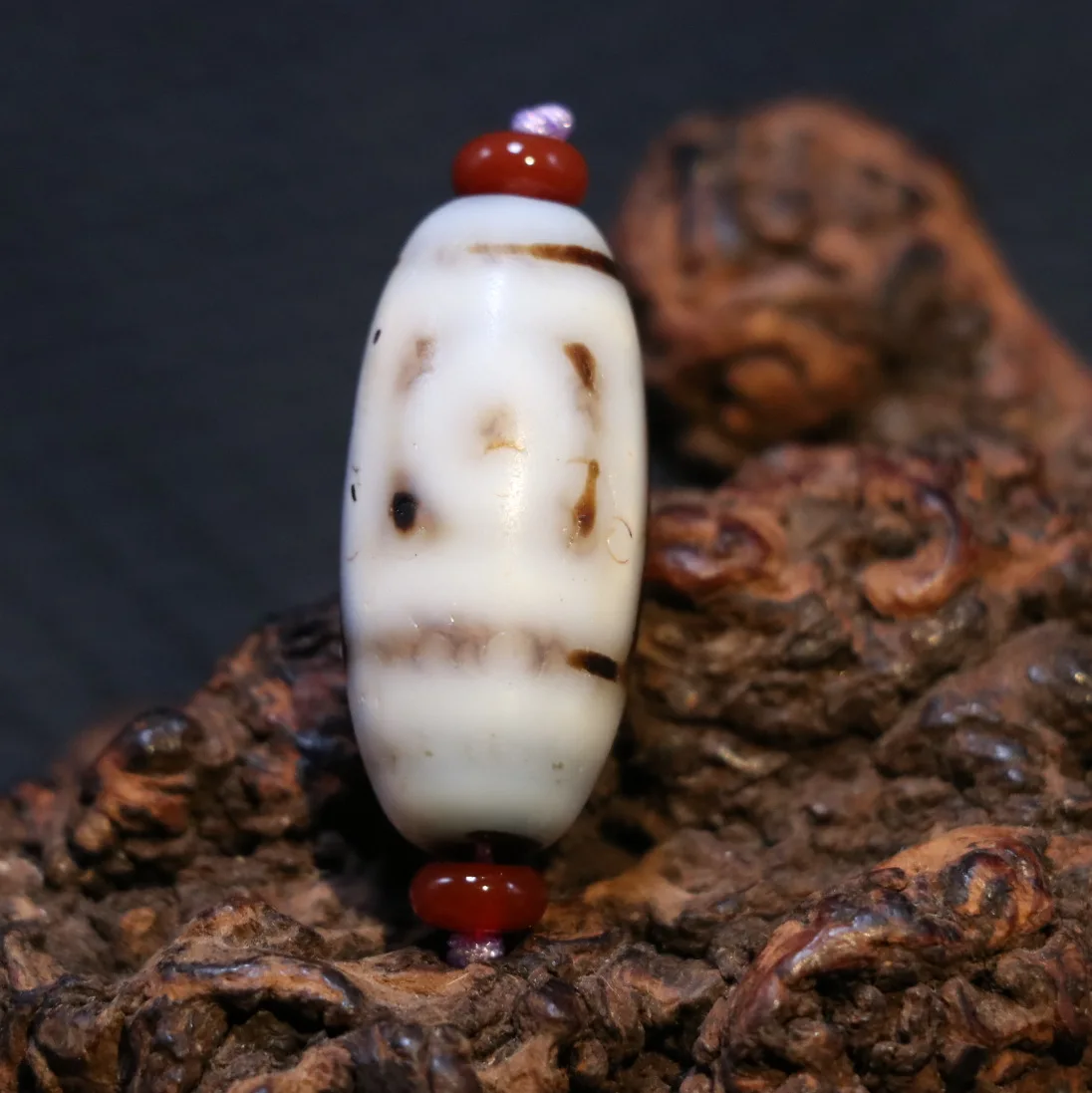 Treasure Magic Power LKbrother Ultra Energy Tibetan Agate 2 EYE Fold Line dZi Bead Talisman UPD210601A12 | Украшения и аксессуары