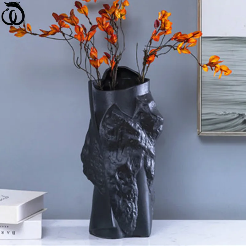 

WU CHEN LONG Nordic Ceramics Abstraction Simple Vase Modern Living Room Home Decor Dried Flower Flower Arrangement Vase A3010