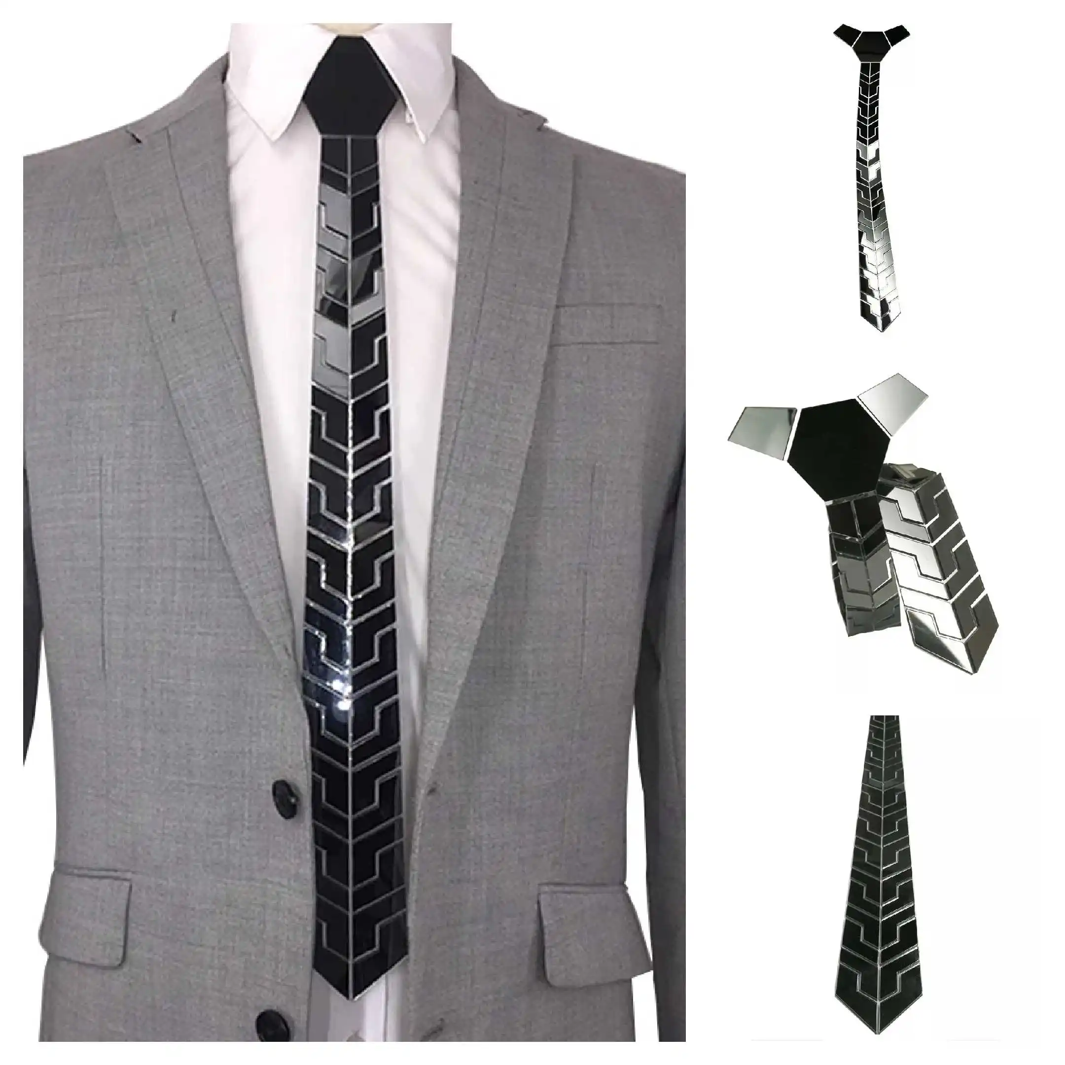 Черный зеркальный тонкий галстук в стиле s 13 стилей с классическим клетчатым