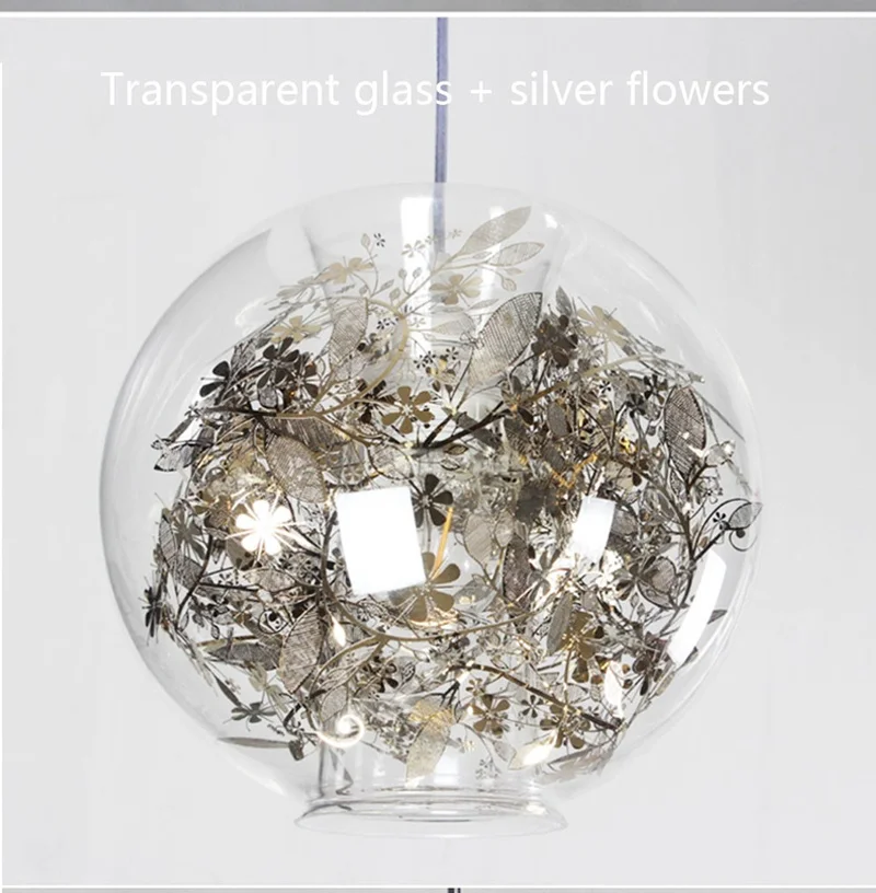 

Artecnica Tangle Globe Led Pendant Light Lustre Glass Fish Tank Steel Flower Pendant Lamp Indoor Hanglamp Lampara Fixtures
