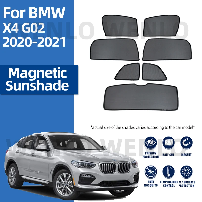 

For BMW X4 G02 2020 2021 Windshield Car Sunshade Side Window Sun Shade Magnetic Visor Rear Sunshield Mesh Curtain Cover X 4 G 02