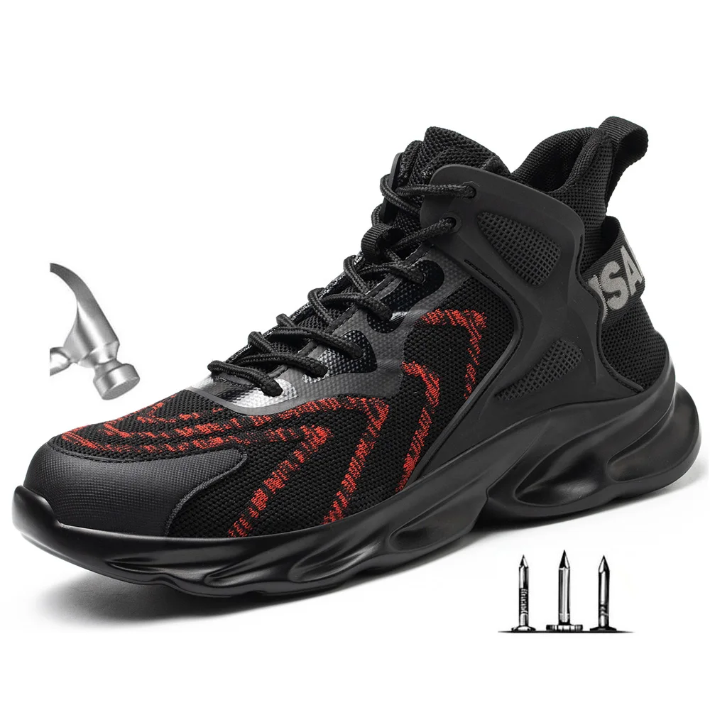 

Men's Outdoor Breathable Steel Toe Anti Smashing Indestructible Work Boots Shoes Men Puncture Proof Safety Shoes Boots Anti Slip
