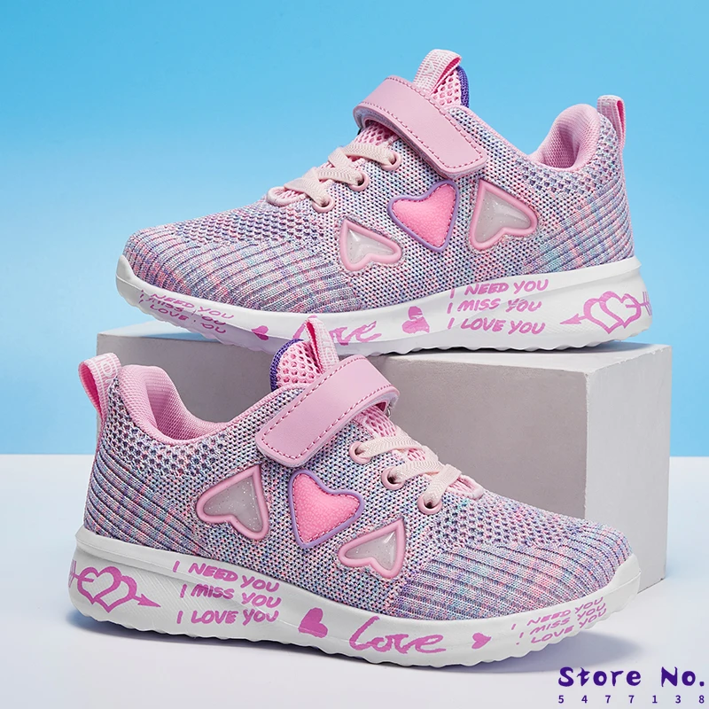 

Модная детская сетчатая повседневная обувь, кроссовки для девочек, детская летняя спортивная обувь, детская обувь, легкая обувь, милая розо...