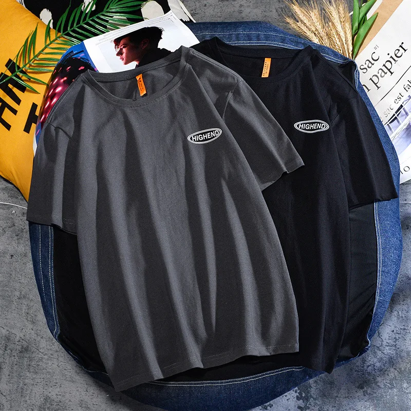 

2021 Spring And Summer New Short-sleeved T-shirt Male Ins Tide Brand Trend Loose Wild Top Couple Casual Printing Bottoming Shirt