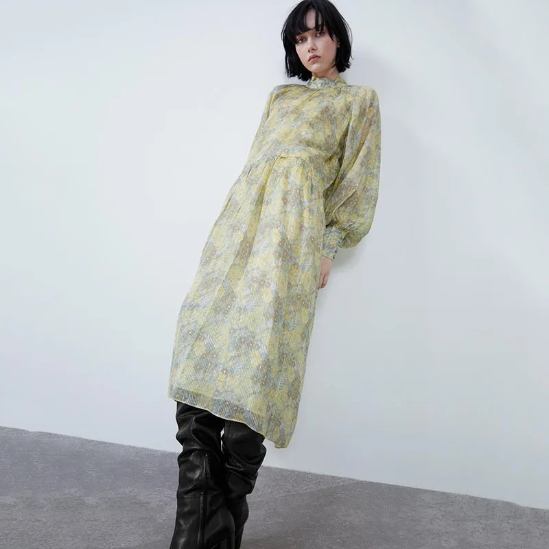 Новинка 2020 женское платье с принтом весеннее бохо Ретро стиль миди