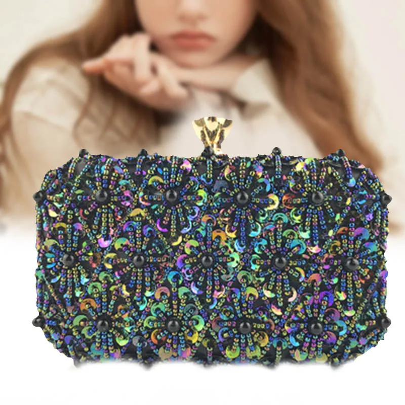 Вечерние сумки с блестками и бисером Женский деловой кошелек вечерние сумочки
