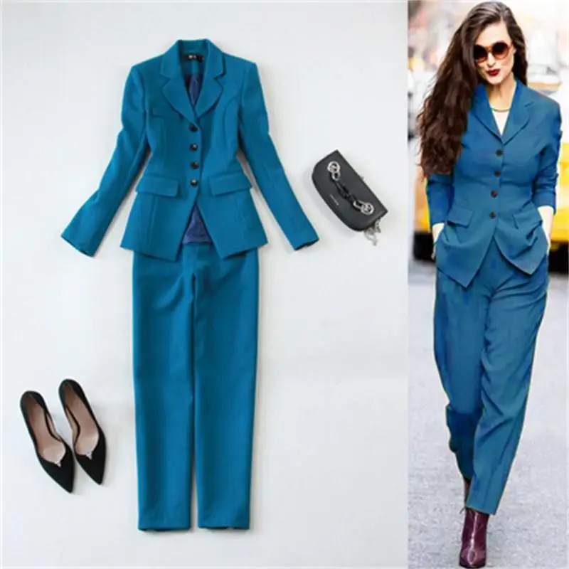 

Fashion suit suit two-piece Set Autumn winter New high quality slim suit + pants suit office attire women elegance suits women