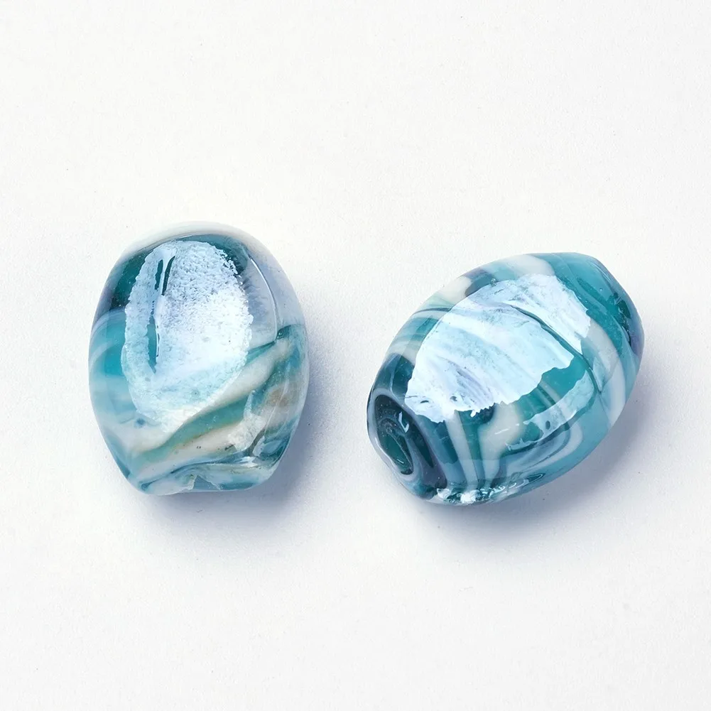 

Handmade Lampwork Beads Oval Mixed Color Beads For Necklaces Bracelets DIY Jewelry Making , 21x17x12mm, Hole: 1~3mm
