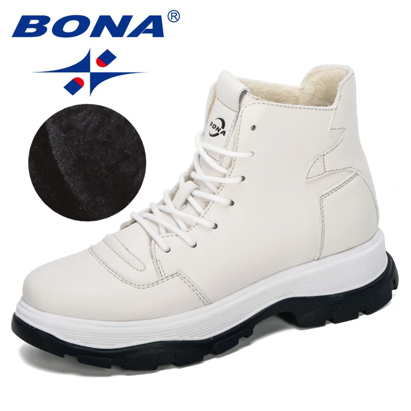Light beige BONA/Новинка года; дизайнерские короткие плюшевые ботильоны из микрофибры; женские зимние уличные теплые ботинки; удобная женская обувь; Botas Mujer - Цвет: Light beige