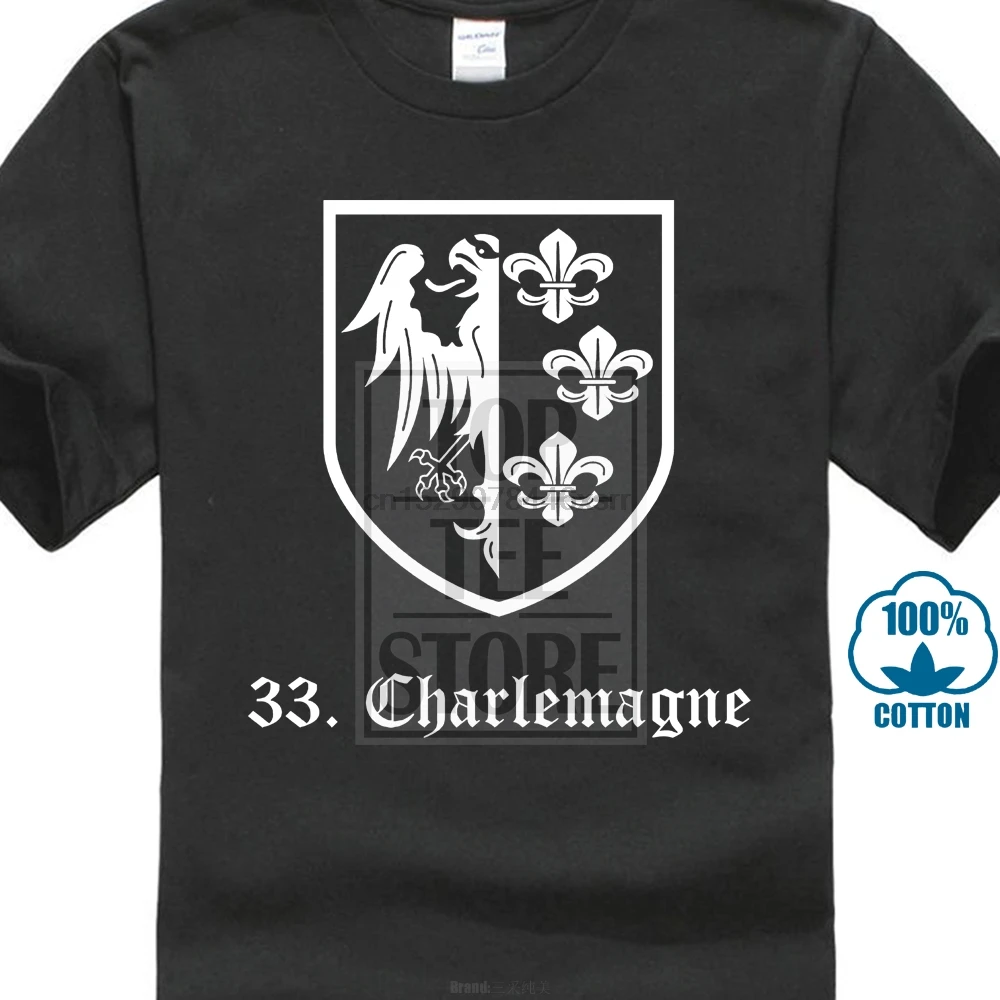 Летние мужские футболки из 100% хлопка 33A Waffen Ss Charlemagne военные коллекционные |