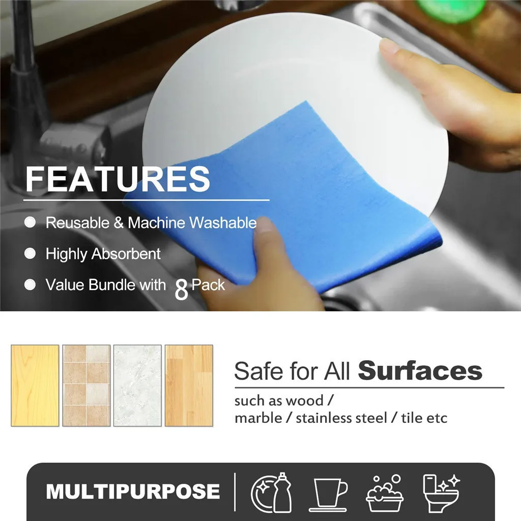 8 шт кухонная тряпичная целлюлоза губка ткань супер абсорбент воды можно