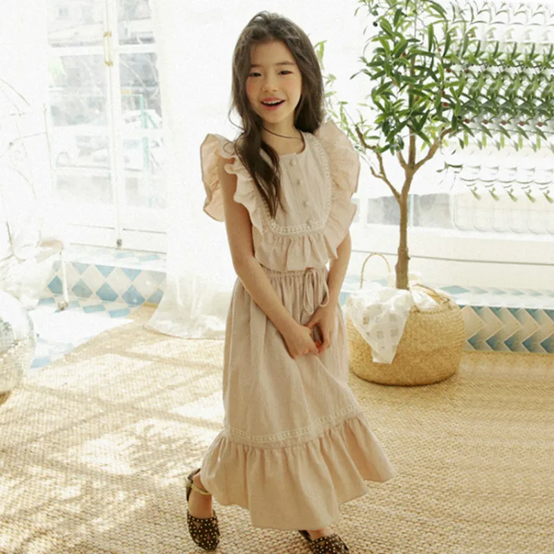 Brand 2020 New Girls Summer Dress Lotus Leaf Pure Cotton Baby Lace Children Princess Kids Dresses Parent-child #2791 | Детская одежда и