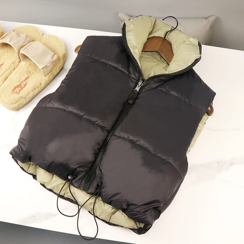 

Down Vest Coat Women Sleeveless Vest Waistcoat Parkas High Collar Waistcoat Female Casual Outerwear Top Chalecos Para Mujer