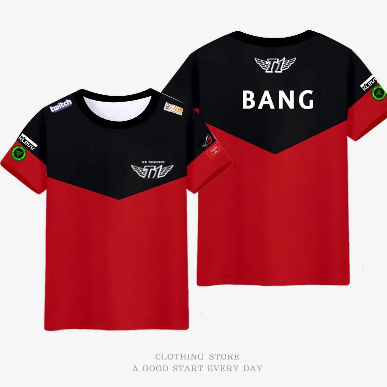 Faker bang SKT T1 футболка LCK Весенняя команда чемпионов Джерси SKTT1 Футболка мужская Faker Peanut Bang Wolf SKT1 рубашка игровые футболки
