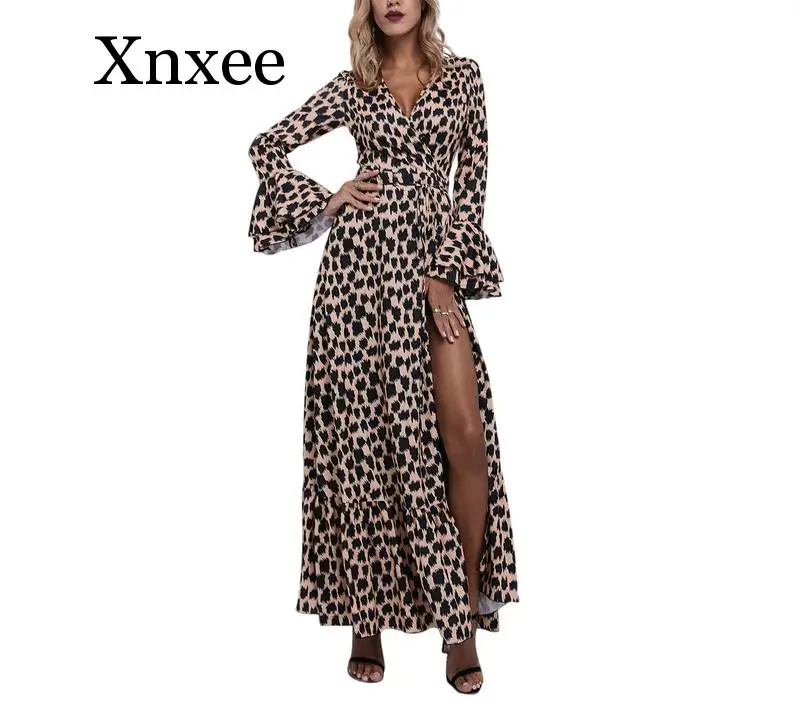 

Новинка 2020, сексуальное платье в европейском и американском стиле с разрезом по бокам и оборками