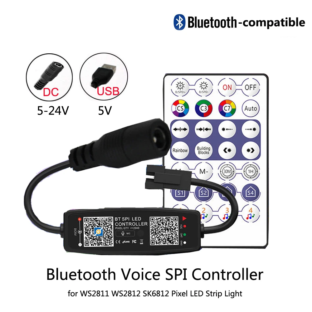 USB/DC5-24V WS2811 WS2812B контроллер для Pixel LED Strip светильник SK6812 WS2812 Tape Remote APP