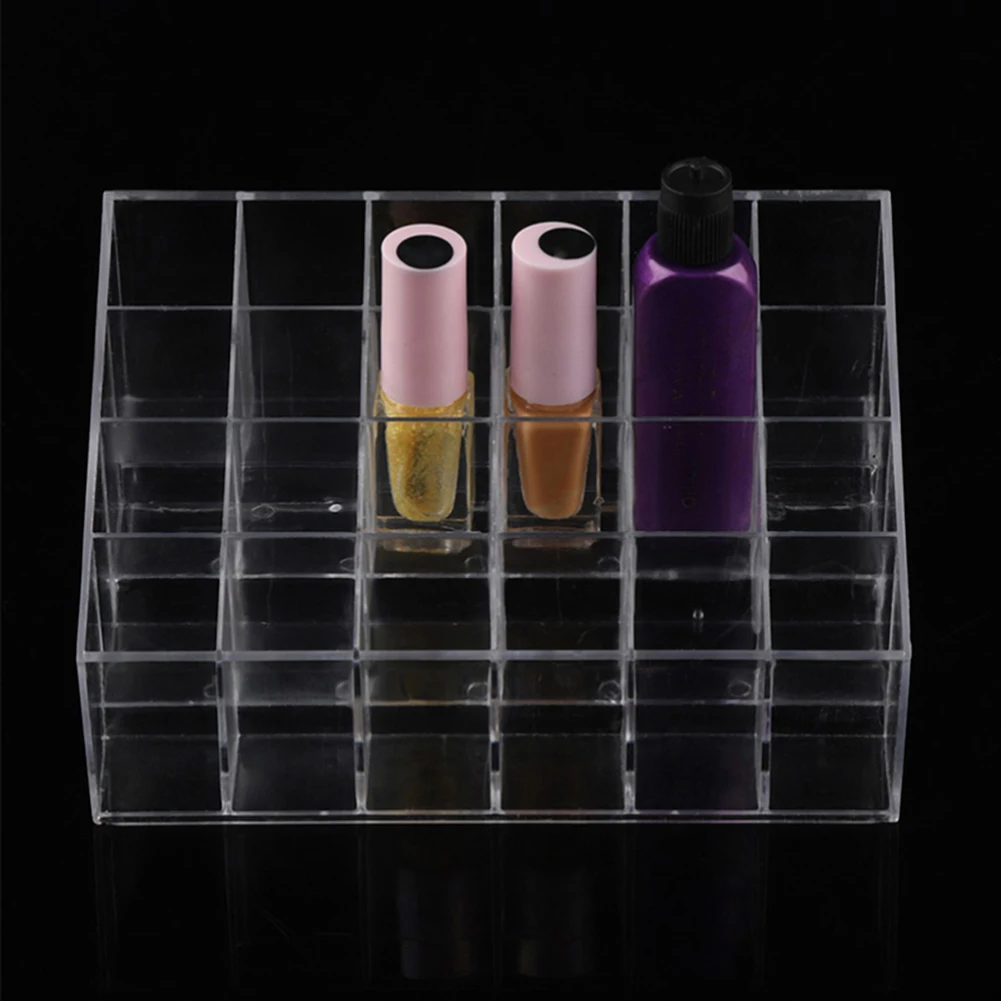 24-grid Clear Lipstick Nail Polish Cosmetic Storage Box Organizer Display Stand Acrylic Makeup Holder Make Up Tool | Красота и