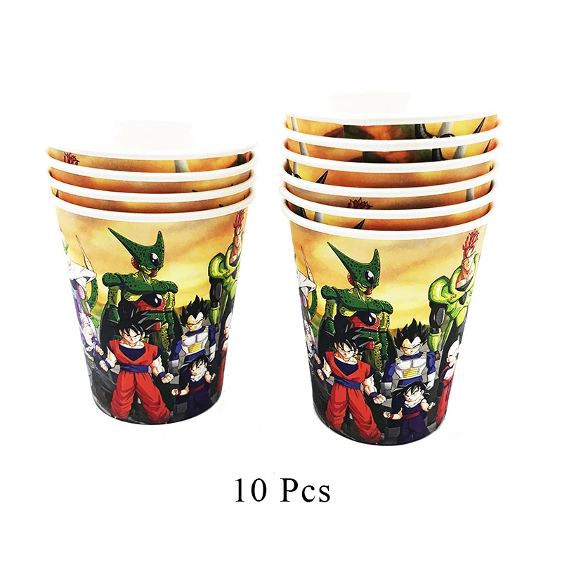 Paper cup x 10 Dragon Ball Z Son Goku вечерние декоративные столовые принадлежности бумажный стаканчик, тарелка, тканевые Детские шары для душа, детские товары для дня рождения AH10 - Цвет: Paper cup x 10