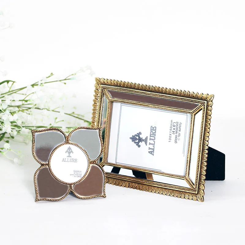 Французская неоклассическая Ретро Золотая зеркальная рамка из смолы для