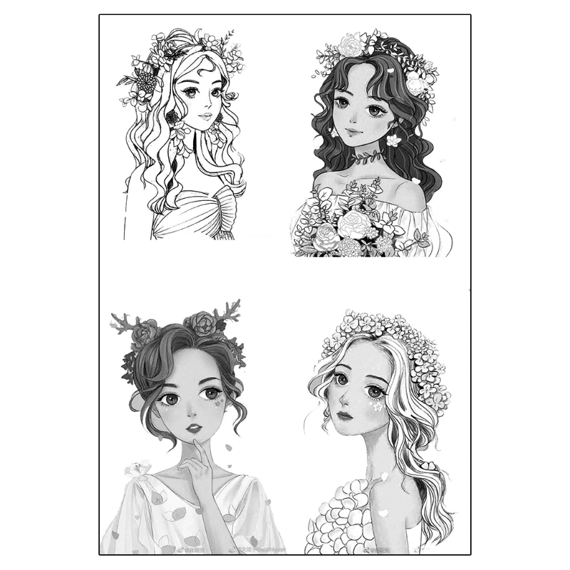 

Girl Character Transparent DIY Embossing Mould Stamps, Silicone Printing Mould for Album Paper Card Making