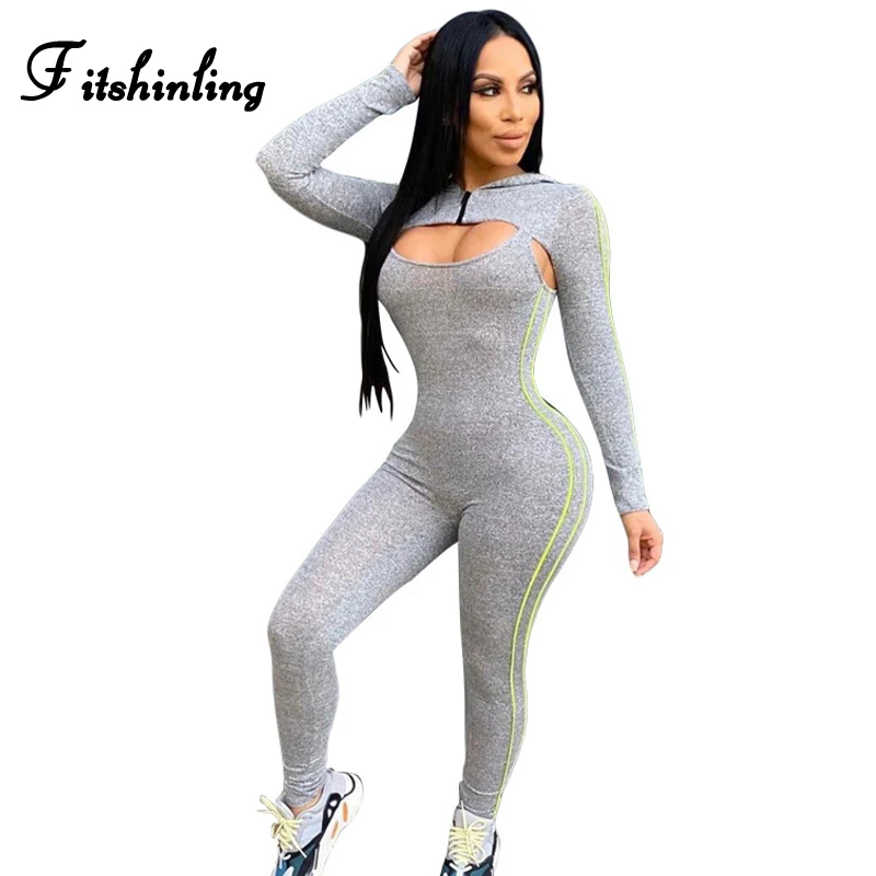 Fitshinling Athleisure полосатый спортивный костюм для женщин с капюшоном укороченный топ