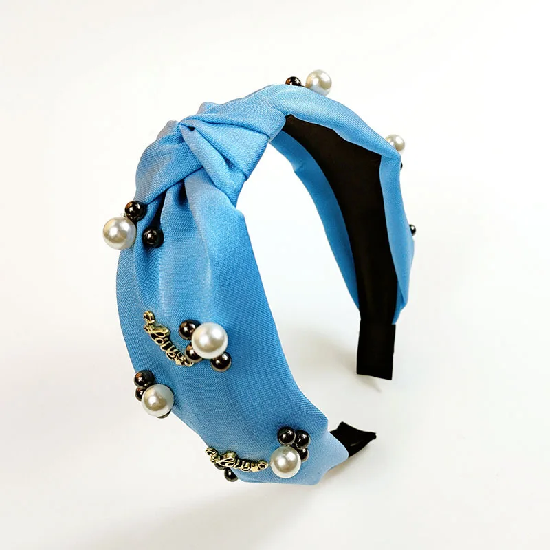 

New Fashion Women's Hairband Headband Solid Headwear Pearl Girls Hair Accessories Metal Turban Hair Band Hair Hoop