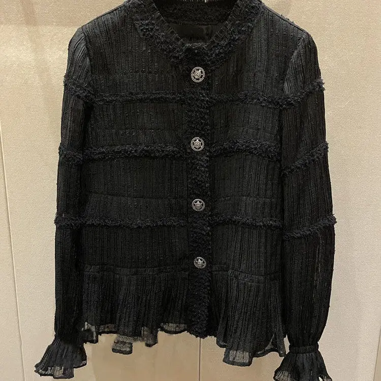 Блузка женская с воротником на пуговицах Свободный кардиган длинным рукавом