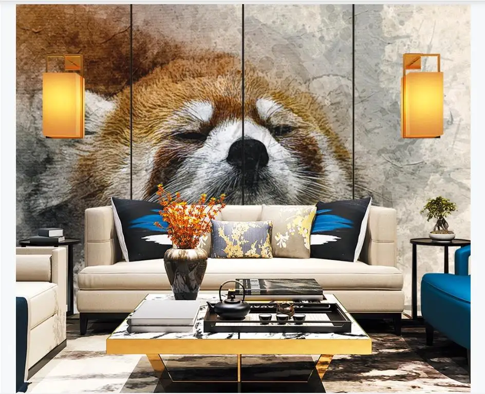 Большие индивидуальные 3D фото Настенные обои животные коричневый енот оранжевый